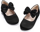 PANDANINJIA Toddler/Little Kid Girl's Angela Dress Mary Jane Ballet Flats Bow Flower Girl Wedding Party Ballerina Flat Shoes