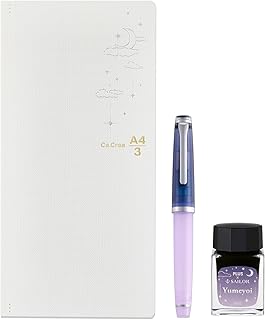 プラス セーラー 万年筆 メモ帳 ノート カ.クリエ プレミアムクロス×レクル万年筆 夢宵限定セット ステンレス ペン先 クリアパープル 中細字(MF) 10-8998-340 86-018