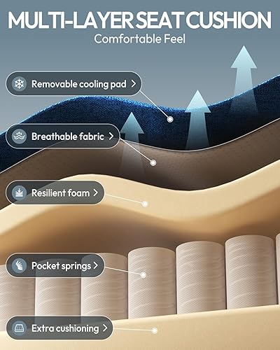 Miniatura 6 de Dowinx Silla de juegos con reposapiés, silla de jugador de tela transpirable con almohadilla de gel y bolsa de almacenamiento, silla de oficina