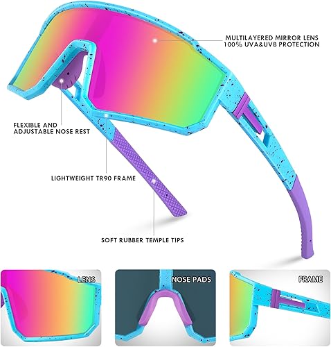 Vista 13 de MVPTGRS Gafas de sol de béisbol juveniles para niños y niñas de 8 a 14 años TR90 con marco para niños, gafas de sol deportivas para sóftbol