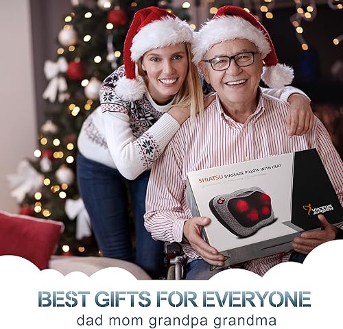 Vista 16 de VIKTOR JURGEN Masajeador de espalda, masajeador de cuello con calor, almohada de masaje regalos para hombres y mujeres, masajeador eléctrico de Gris