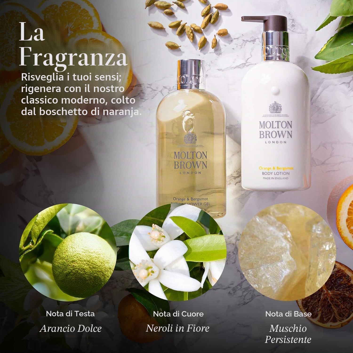 Molton Brown Sapone liquido ricaricabile arancione e bergamotto, 400 ml