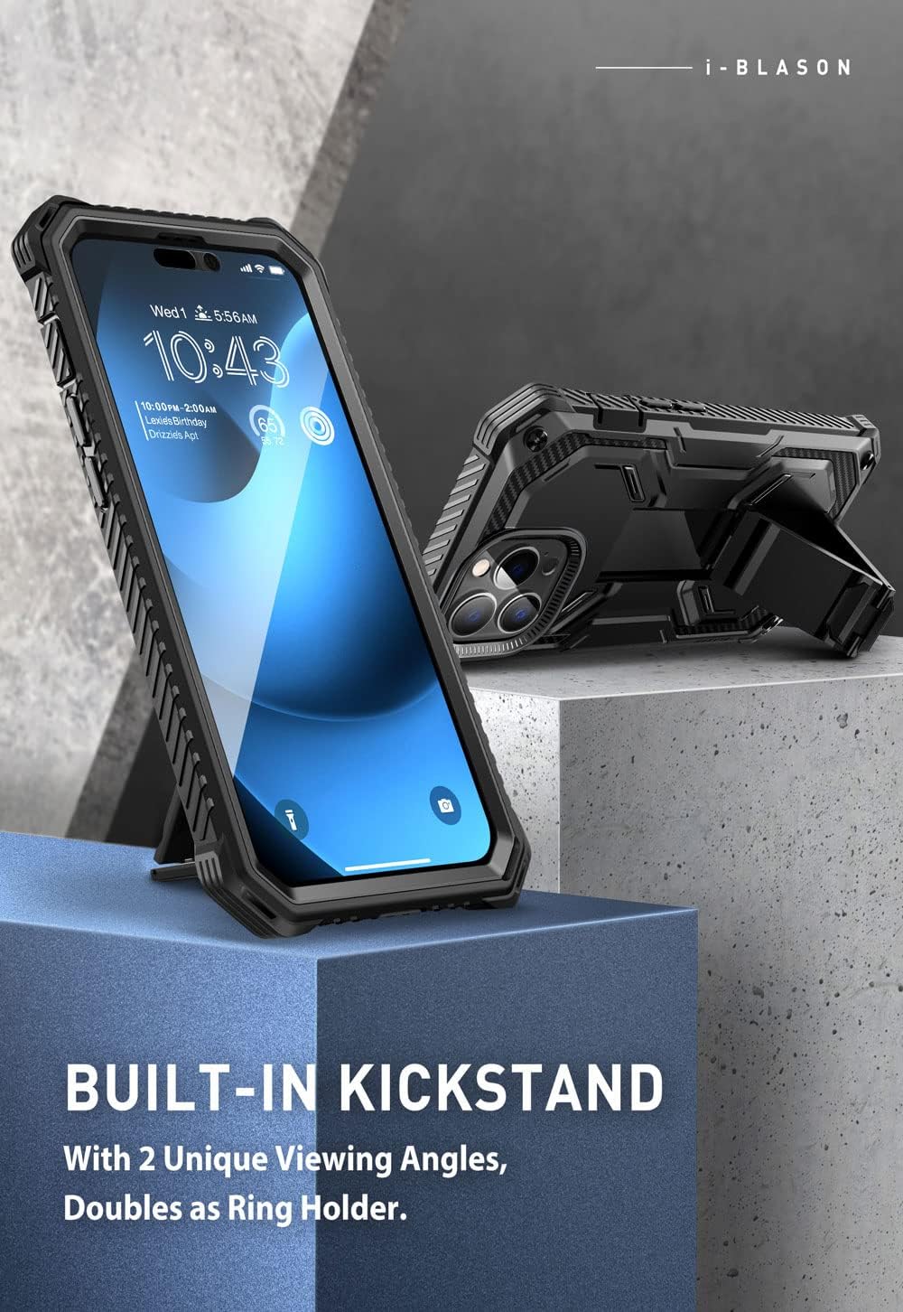 i-Blason Armorbox for iPhone 14 Pro Max Case with Stand [Built-in Screen Protector] [Military-Grade Protection] Full-Body Rugged Protective Bumper Case with Kickstand & Belt Clip Holster (Black) - Image 7