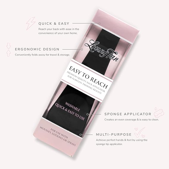 Loving Tan Easy to Reach Back Applicator for Self Tanner - Washable & Durable Design for Streak-Free Even Finish, Self Tanning Tool for Back & Hard to Reach Areas - 1 ct.