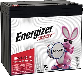 Energizer EN55-12IT, 12 Volt 55 Amp Hr, Long Lasting Sealed Lead Acid AGM Rechargeable Battery Ideal for Use in Electric Scooters, Wheelchairs, Emergency Lighting, Backup Power, and More