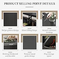 Vista 4 de Mesa de Centro de Tapa Elevable Acanalada con Almacenamiento Oculto, Mesa de Centro Redonda de 31.6 Pulgadas para Sala de Estar, Mesas Centrales