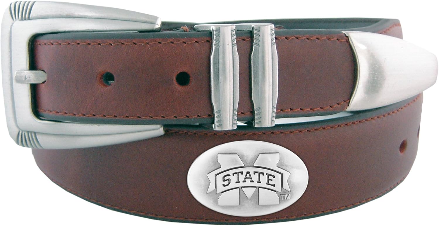 NCAA Mississippi State Bulldogs Zep-Pro Leather Concho Tapered Tip Belt