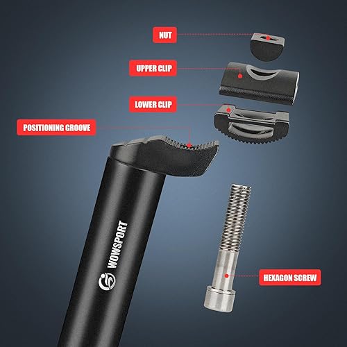 Miniatura 6 de WOWSPORT Tija de asiento de bicicleta 25.427.228.630.91.244 in x 13.780 in aleación de aluminio ligera - ajustable para MTB bicicleta de carretera