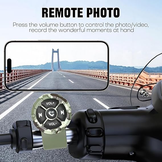 Bluetooth Media Button Remote,5 Keys Wireless Music Controller for Car Motorcycle Steering Wheel Media Controller