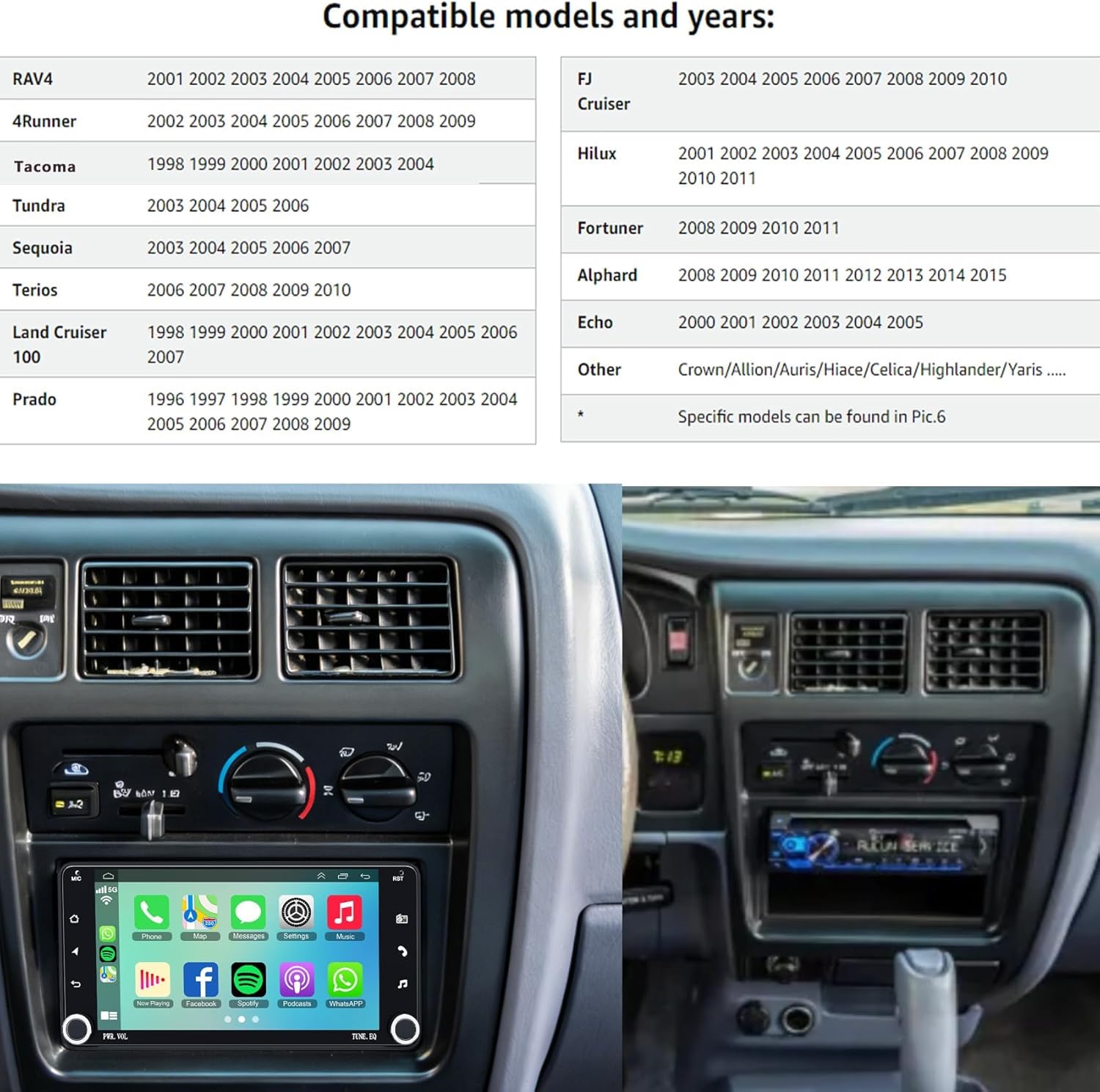 Android 13 Car Radio for Toyota Tacoma 1998-2004 Without J-B-L Sound System,Support Carplay& Android Auto, Bluetooth&Voice Control, 4GB+64GB 7 Inch IPS Touch Screen