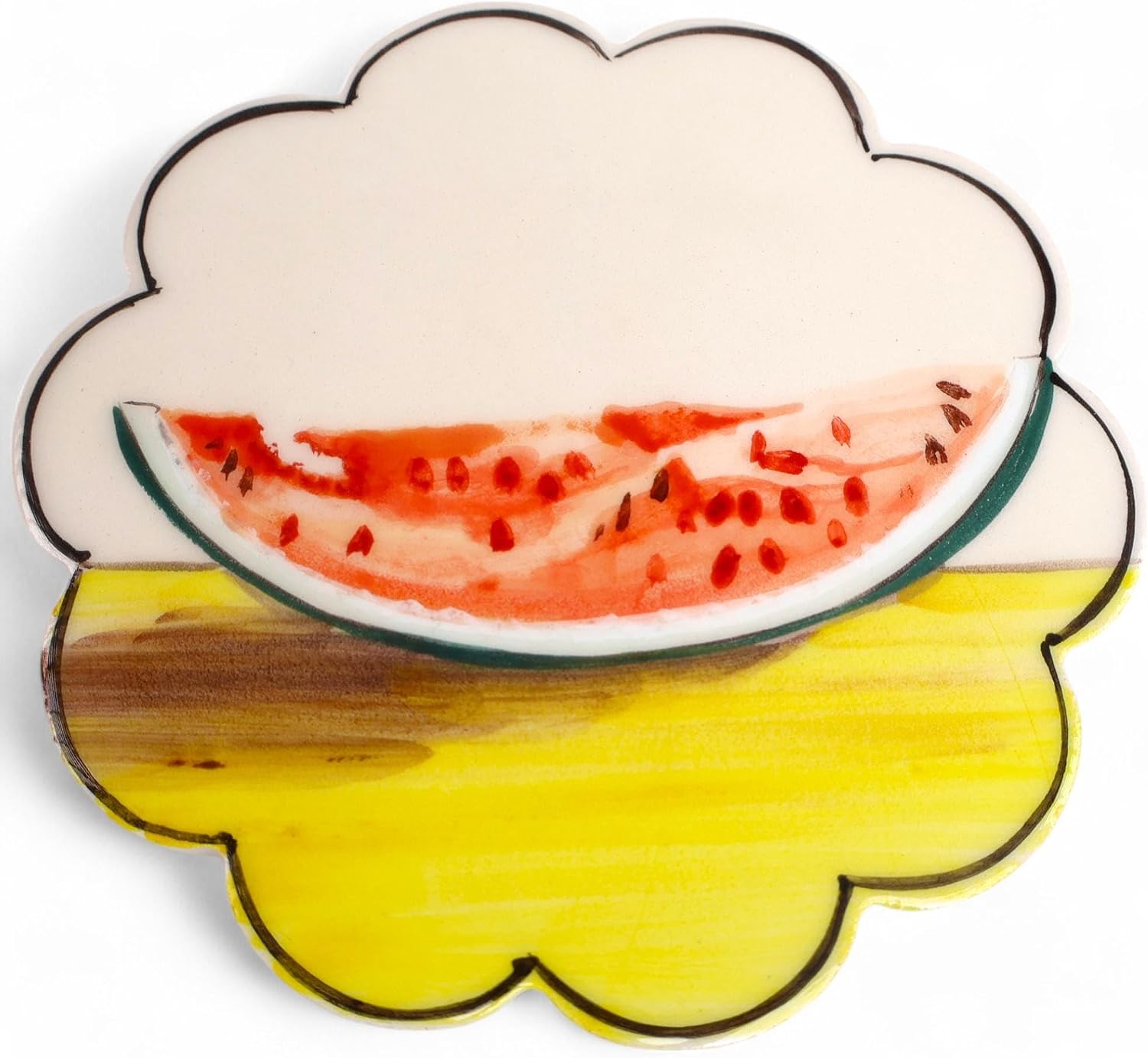 Fruit Patterned Ceramic Trivets for Hot Pots, Heat Resistant Mat & Cork Base, Floral Serving Trivet Hot Dish Pan, Thick Coaster, Table Cover