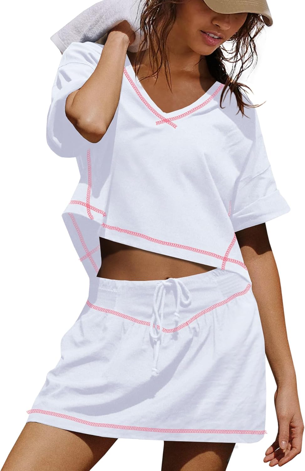 LAMISSCHE Womens 2 Piece Workout Sets Athletic Gym Sets Crop Top And Skirt With Shorts Set Activewears - Image 2