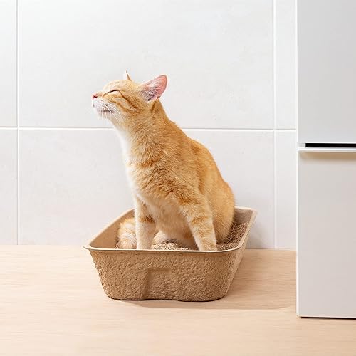 Miniatura 2 de Navaris Bandejas desechables para arena para gatos (paquete de 5)  Bandeja de cartón para gatos hecha de 100% papel  Úselo solo o como revestimiento
