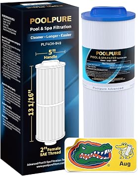 POOLPURE 4CH-949 Spa Filter Replaces Pleatco PWW50L, 200702, fil50-5d13h15fct-3, Filbur FC-0172, SD-01143, 817-4050, FD2007, Waterway Teleweir 50, Rising Dragon 50 1pack