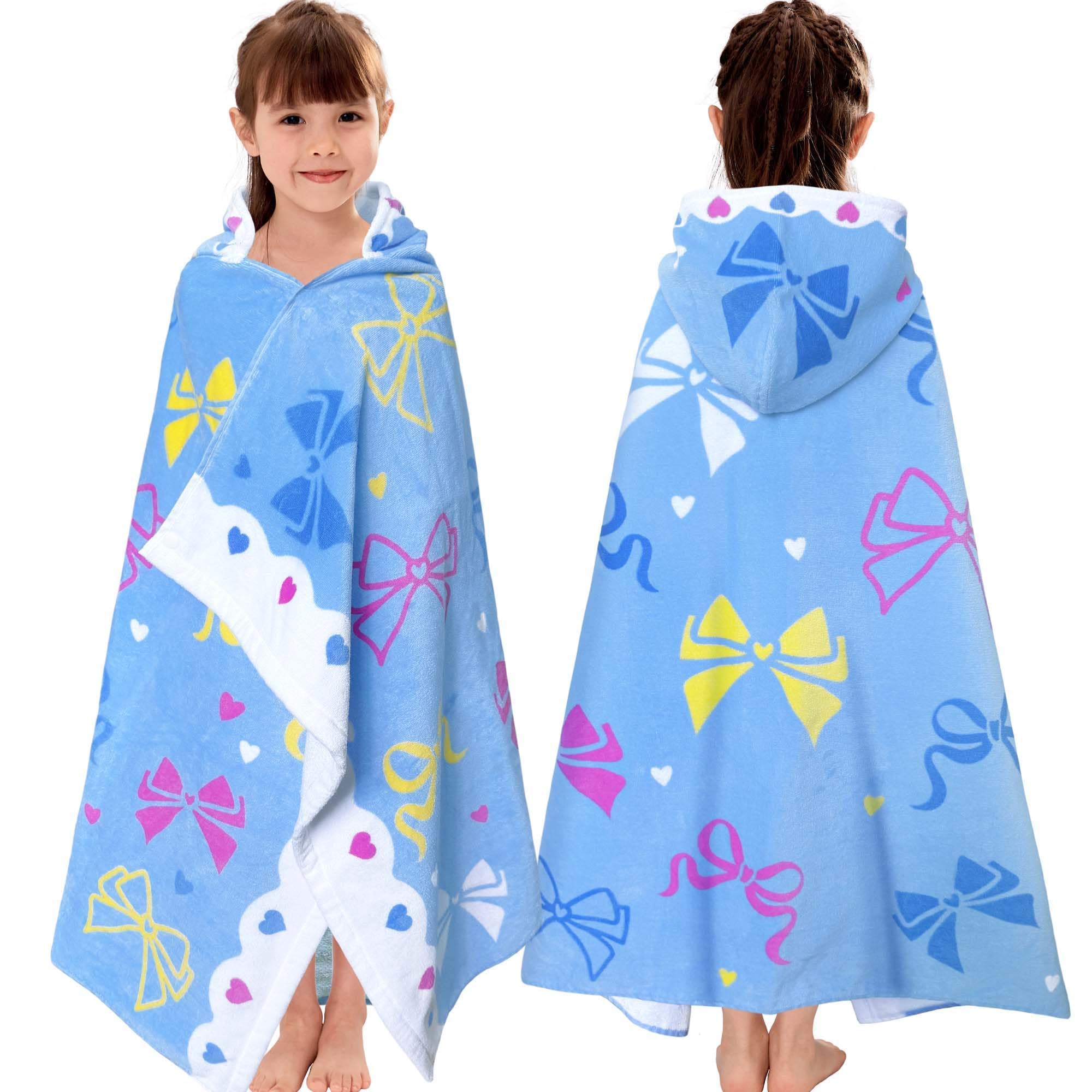 VOOVA & MOVAS Bow Kids Bath Towels 3-8 Years–100% Cotton,Absorbent & Gentle | 48"x30", Beach Pool Bath Towel,Skin-Friendly & Thick,Wearable Towel,Gift for Kids,Machine Washable Durable,Chemical-Free Bow-tie 48.00''x30.00''(3-8 Years)