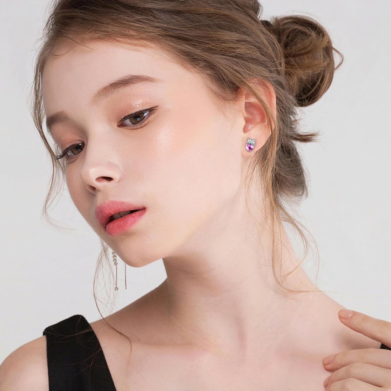 925 Sterling Silver Cat Earrings Cute Animal Kitten Stud Earrings cat Jewelry Gifts for Women Girls Hypoallergenic Earrings for Sensitive Ears - Image 6