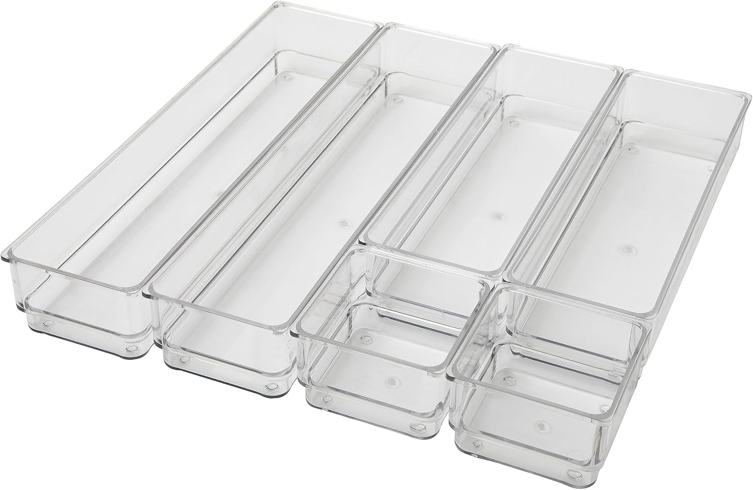 Martha Stewart Miles Stackable Desk Drawer Organizers, Clear, 6-Pack