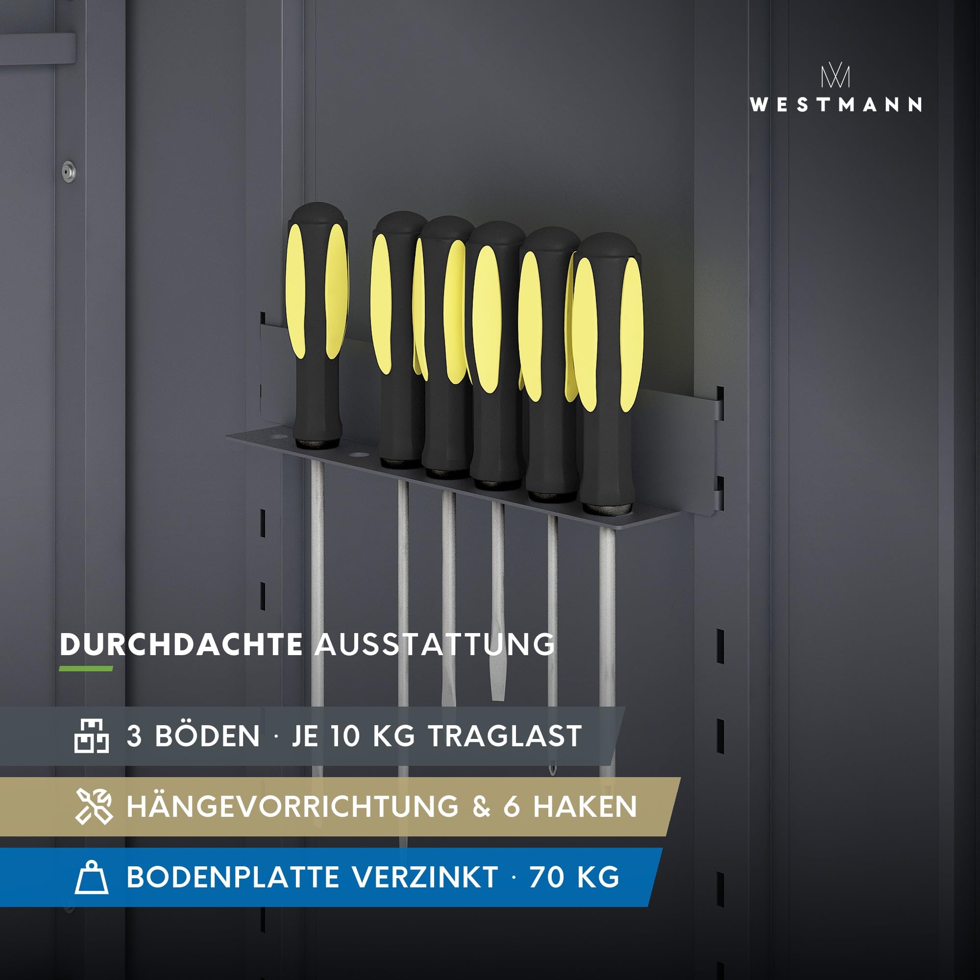 WESTMANN Capsa Gartenschrank, 90x65x187 cm, Metall, Anthrazit