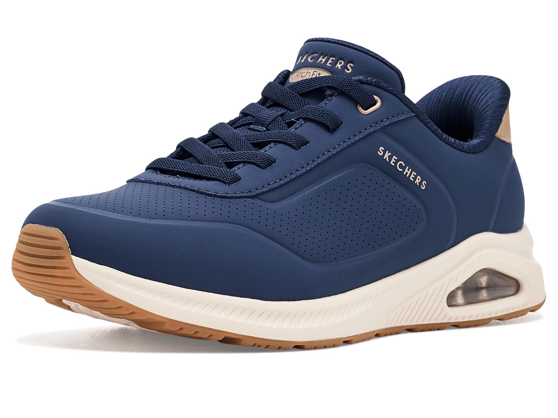 Skechers Women's Arch Fit Uno Trainers, Navy Durabuck Mesh, 3.5 UK