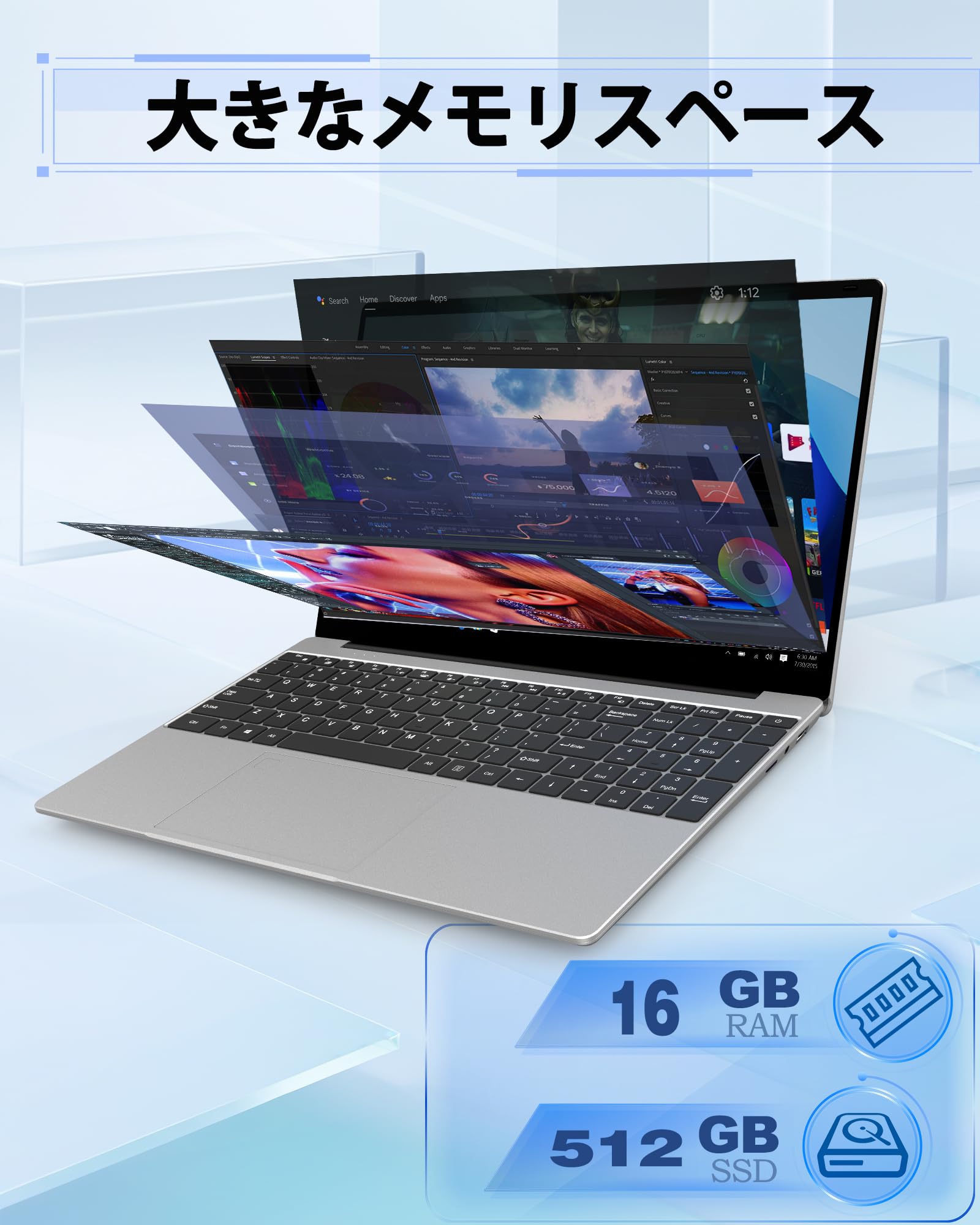 Amazon.co.jp: ノートパソコン 15.6インチ IPS 1080P スクリーン