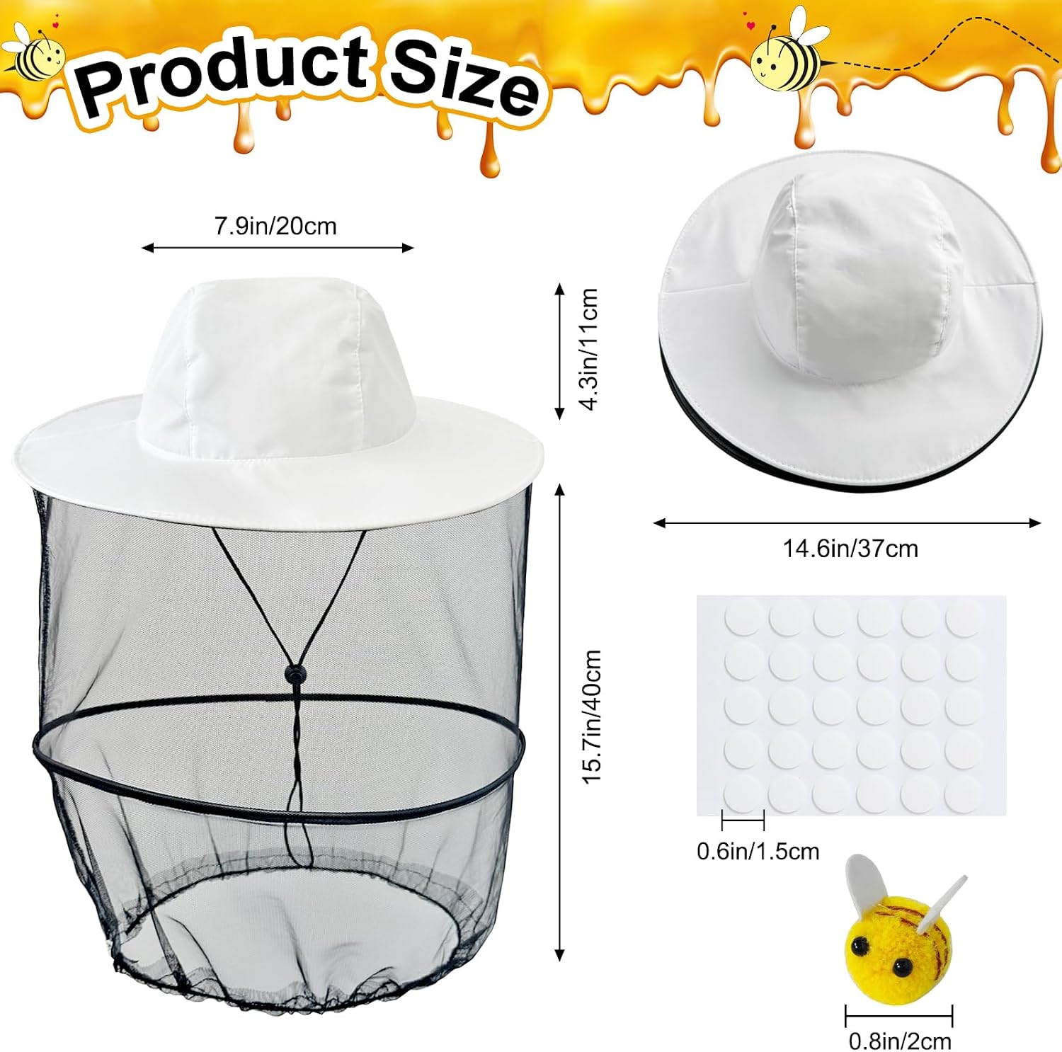 Apragaz 56pcs Bee Keeper Costumes Adult, Cute Couples Halloween Beekeeper Costumes with 2 Beekeeper Hats with Veil, 24 Wool Felt Bees, 30 Double-Sided Adhesive Dots- Halloween Costumes for Women Mens