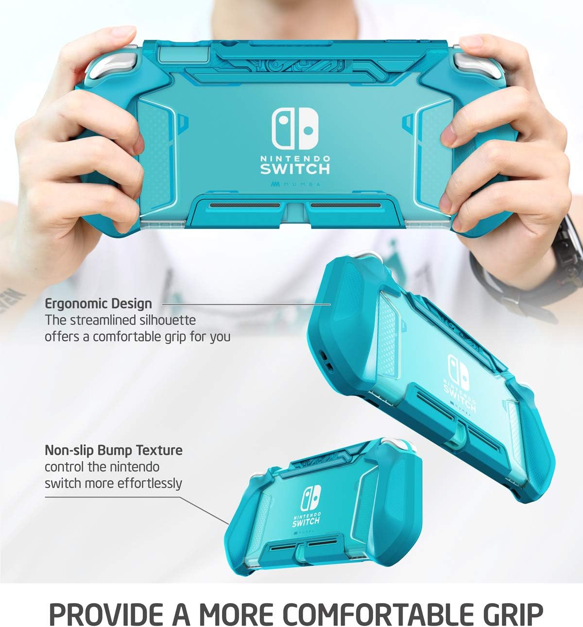 Mumba Grip Case for Nintendo Switch Lite, [Blade Series] TPU Protective Portable Cover Accessories Compatible with Switch Lite Console 2019 Release (Peacock)