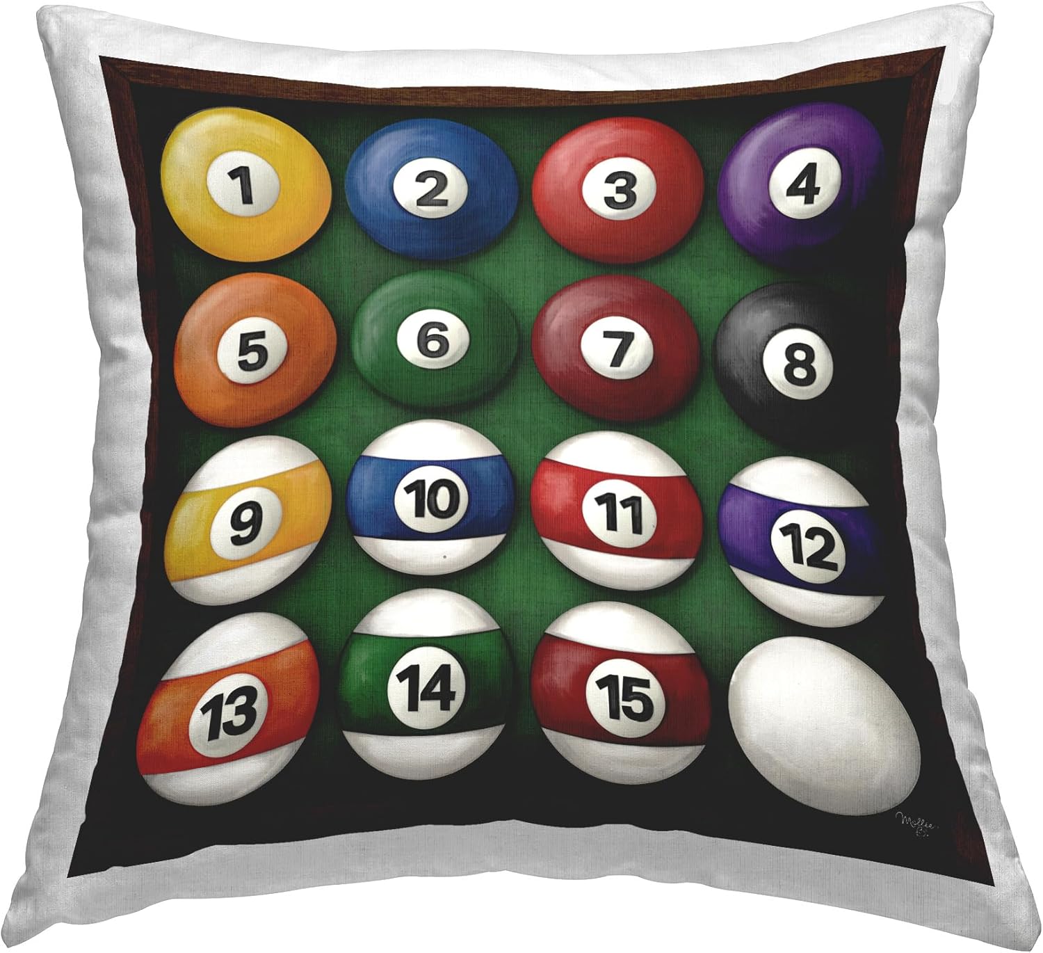 Stupell Industries Billiard Balls Arrangement Design by Molly B Indoor Printed Throw Pillow, 18 x 7 x 18, Multi-Color