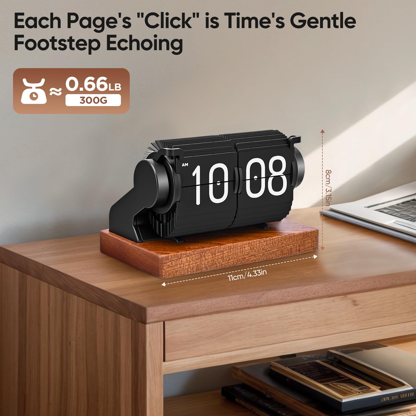 Flip Clock, Retro-Flip-Uhr, Neues USB C Wecker Digital, Große Zahl Mechanische Schreibtischuhr, Vintage-Tischuhr, Digital, Automatisches Drehen, Wecker Digital Funkuhr für Home Office