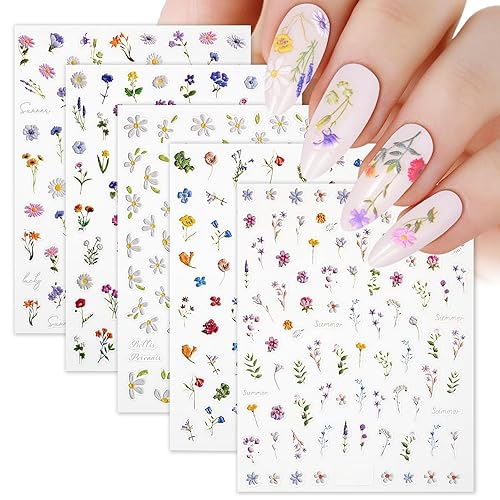 Flower Nail Stickers – 5D Embossed Floral Nail Art Stickers,