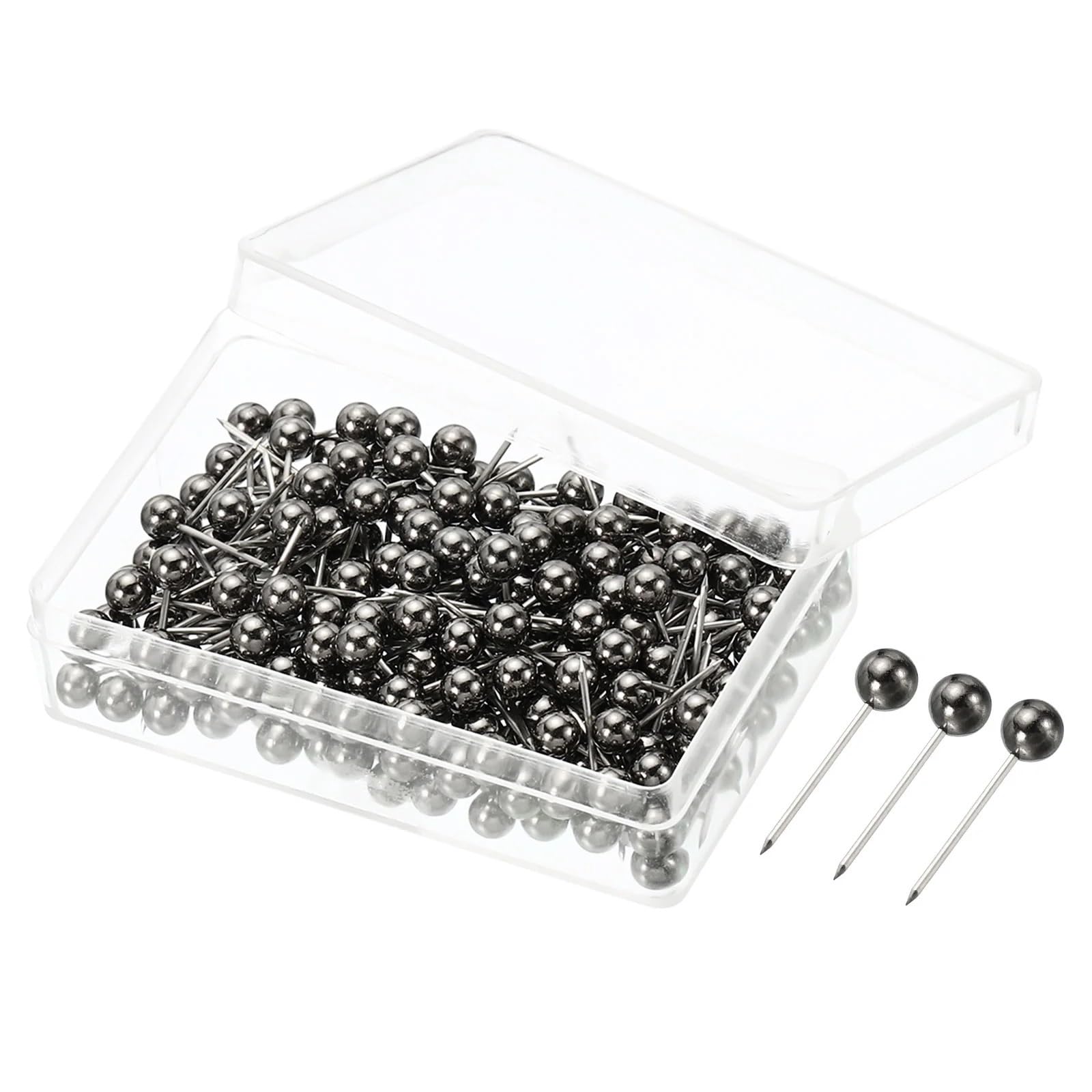 200Pcs 4x15mm Push Pins Round Head Map Tacks Thumb Steel Point for World Maps Cork Boards for Bulletin Board Cork Board Map(Black Gold)