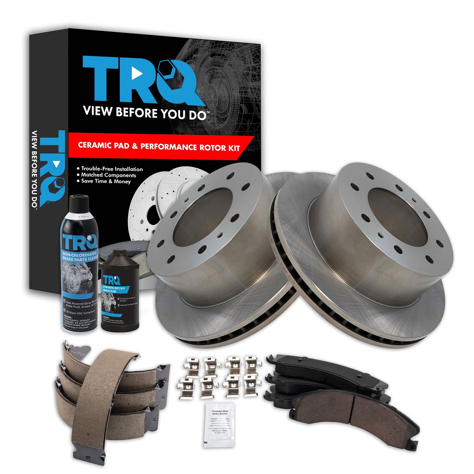 TRQ Rear Brake Pad &amp; Rotor Kit Compatible with 2011-2019 Chevrolet 2011-2019 GMC