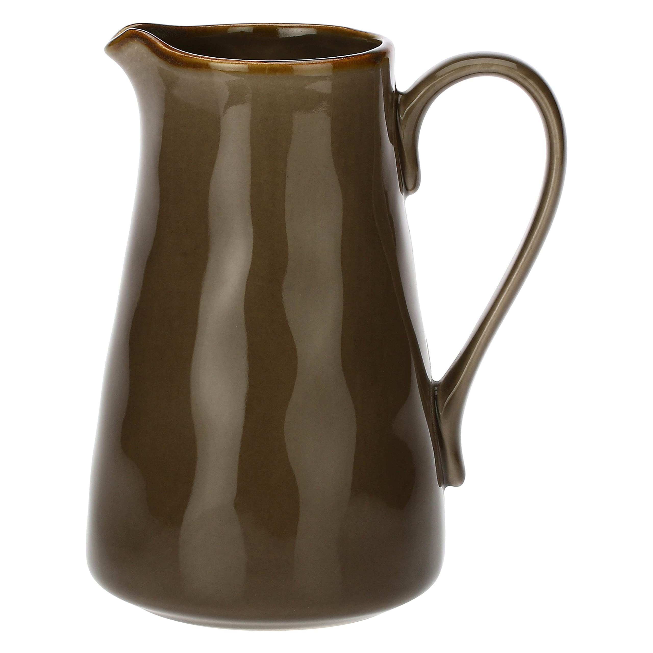 Rose & Tulips - Small Ceramic Jug - Taupe with Gold Rim - Concert Range - 0.6 Litre Capacity