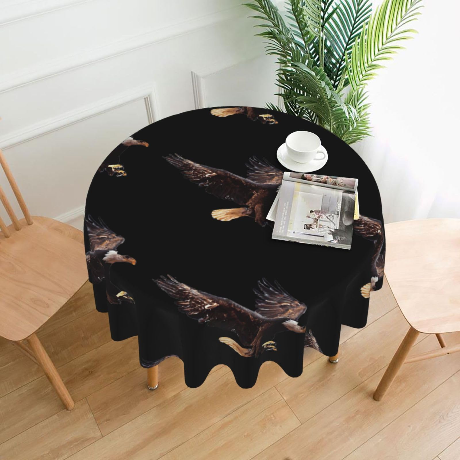 Zcmkjlg eagle Print Quick Ship Round Tablecloth 60in Polyester Washable Cover for Dining Room