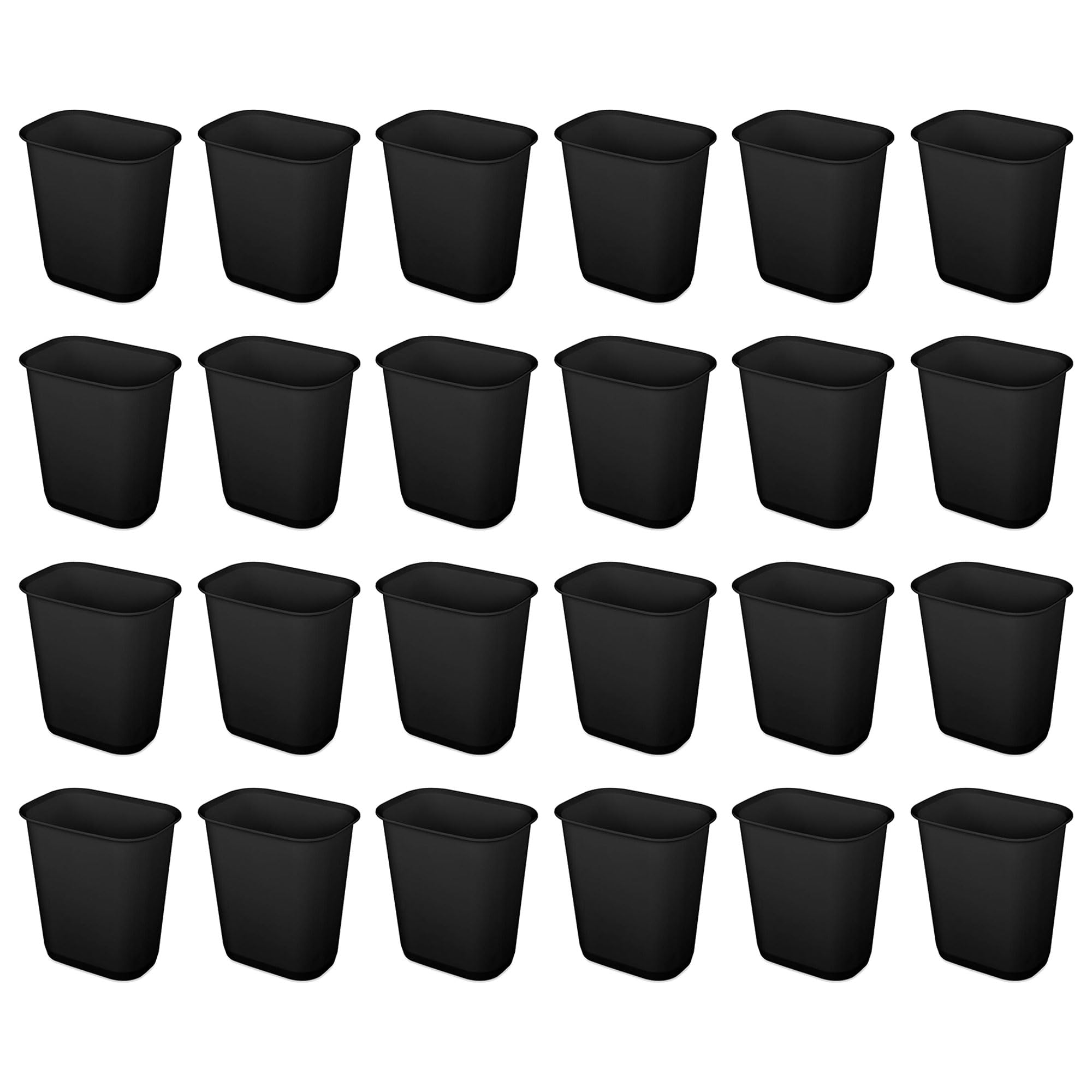 Sterilite 24 Pack 3 Gallon Kitchen Wastebasket with Open Top, Black