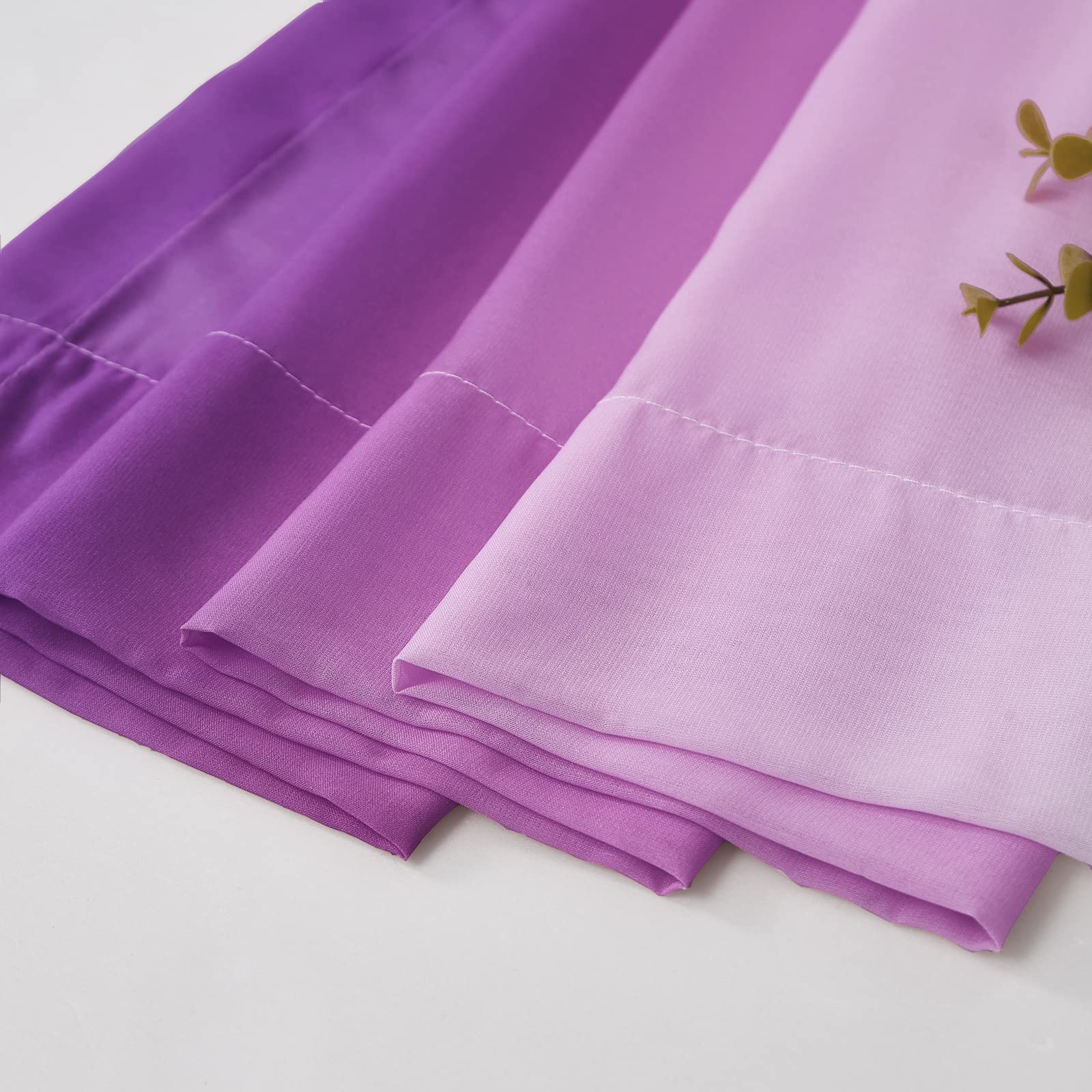 Melodieux Light Purple Chiffon Sheer Curtains - 2 Panels, 52x96 Inches, Rod Pocket, Light Filtering