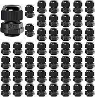 Vista 28 de LeMotech Paquete de 5 prensaestopas NPT de 3/4 pulgadas, impermeables, ajustables, conectores de cable de 0.492-0.709 in, juntas de nailon negro