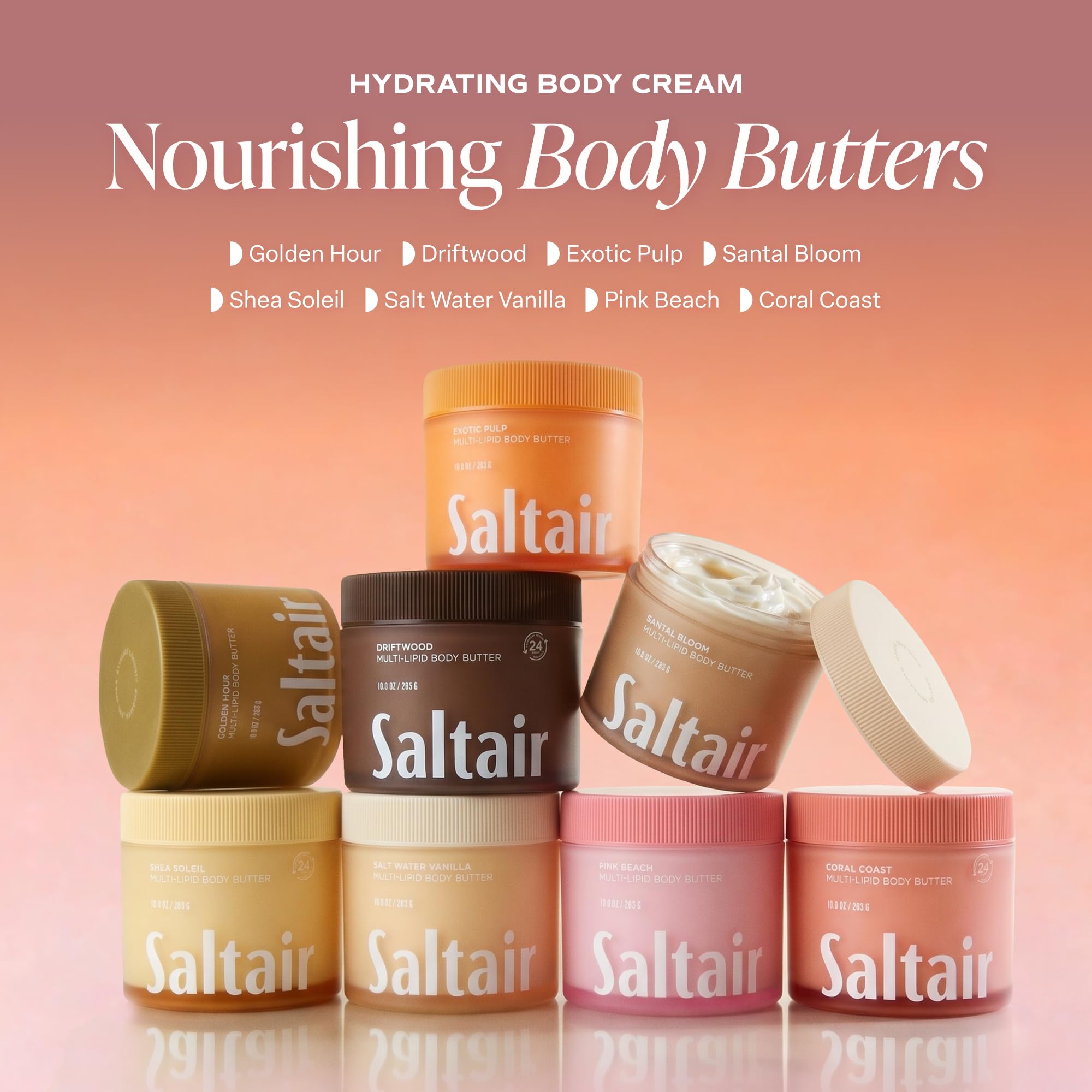 Saltair Multi-Lipid Body Butter | Coral Coast Ceramide Moisture | 10 oz | Creamy texture with conditioning ingredients for lasting hydration and a soft comfortable finish product thumbnail 5