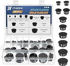 10Sizes Nylon Plastic Hole Plugs Kit 1/4" 5/16" 3/8" 1/2" 5/8" 3/4" 7/8" 1" 1-1/8" 1-3/16" Black Hole Cover for Furniture Cabinet