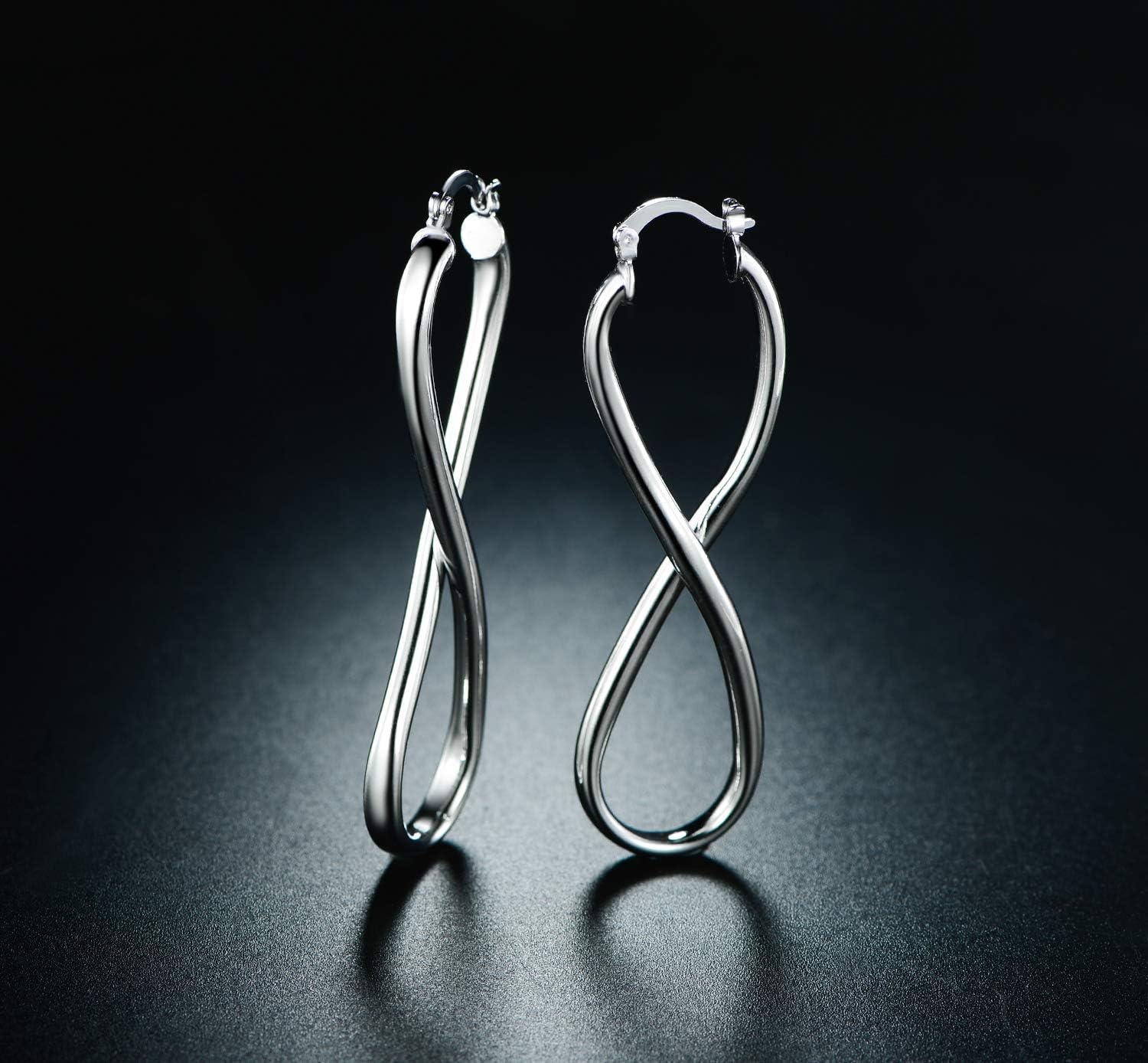 Barzel 18k Gold Plated Infinity Crazy 8 Hoop Earrings - Image 2