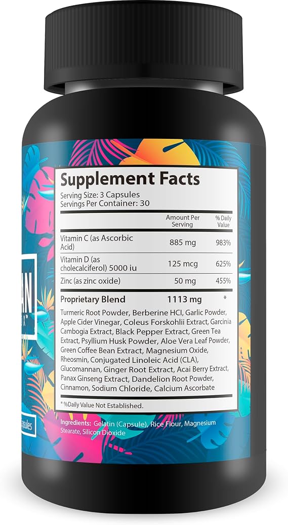 Tropilean Pro Detox - Full Body Detox - Help Flush Toxins for Overall Health - Detoxification Body Cleanser with Vitamin C, Turmeric, CLA, ACV - Promote Improved Energy - Natural Immune Support
