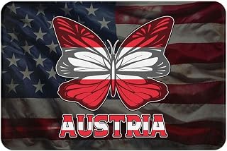 Butterfly Austria Austrians Flag Doormat Welcome Mats 16x24 Inch Indoor Outdoor Non-Slip Carpet Rugs
