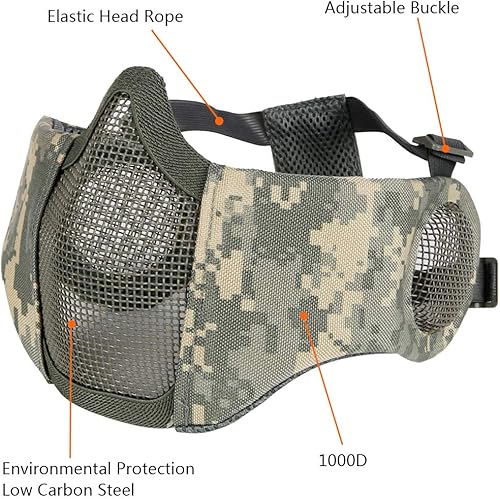 Miniatura 2 de AOUTACC Airsoft - Juego de equipo de protección, máscara de malla de media cara con protección para los oídos y gafas tácticas para adultos, hombres