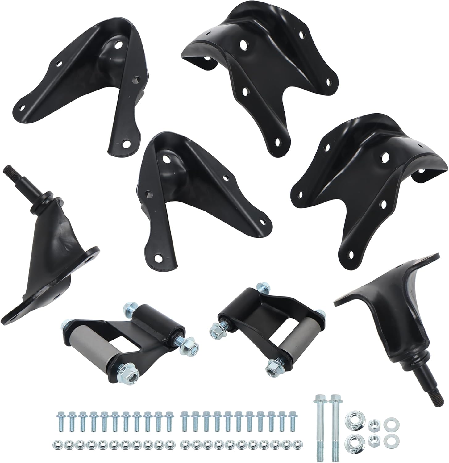 Rear Leaf Spring Rearward Shackle Hanger Kit Forward Hanger Bracket and Rear Shock Mount Bracket Replacement for Ford F150 1980-1996 F250 1980-1984