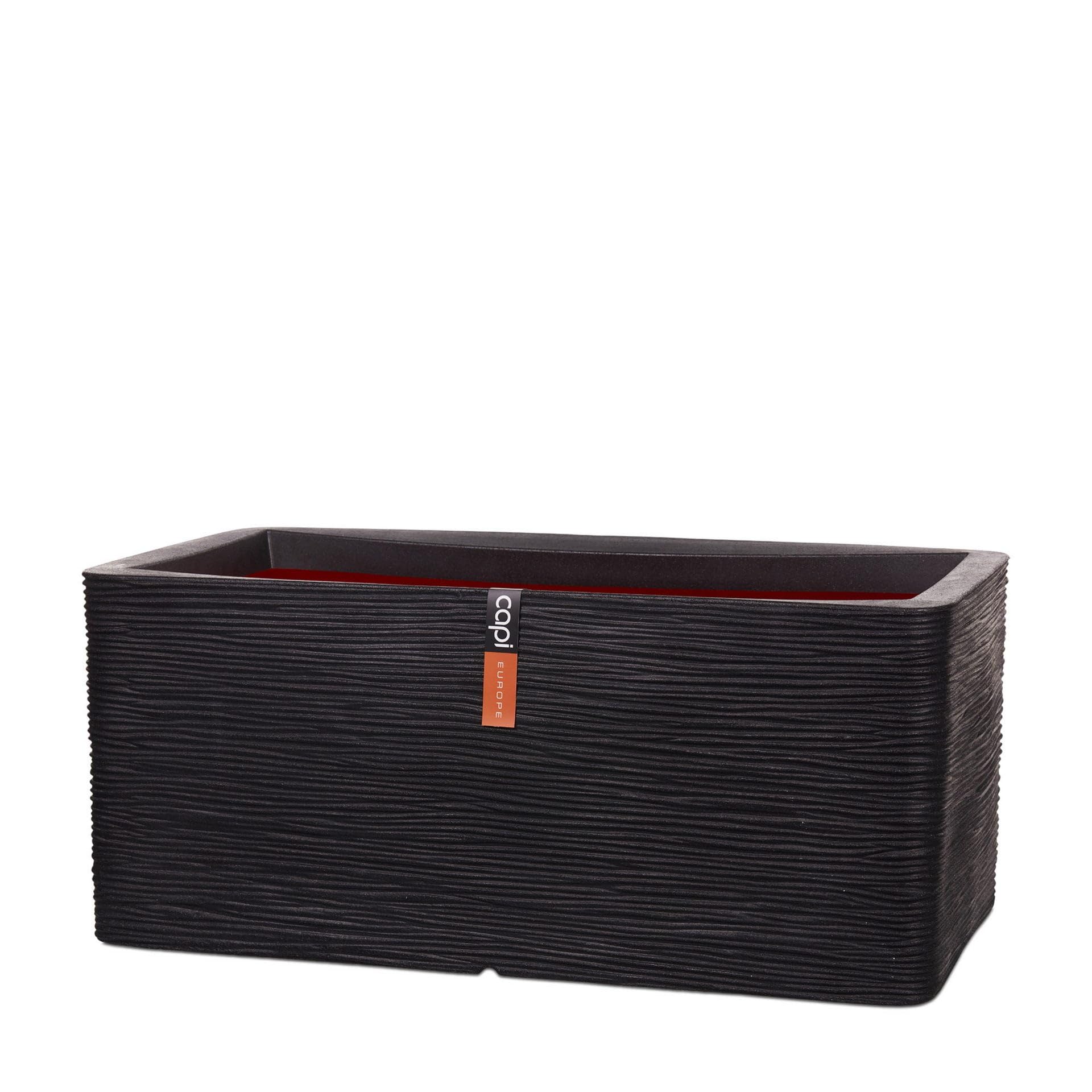 Capi Europe Rib - Black - Planter Rectangle Rib Nl - 73X39x32 - Black - Opening Ø31 - Pot For Indoor And Outdoor Use - Shatterproof - 100% Recyclable - Kblr963