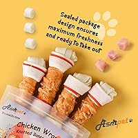 Vista 7 de ASMPET Golosinas masticables para perros, 6.5 pulgadas de piel cruda envuelta en pollo con huesos anudados para el cuidado dental para razas