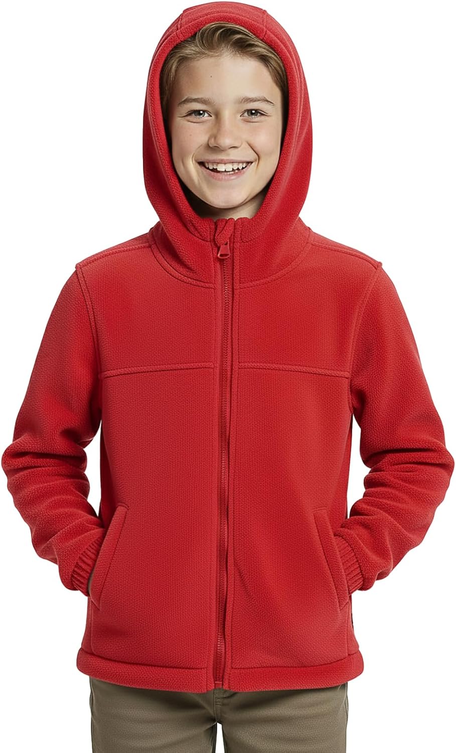 Spring&Gege Boys Girls Hooded Polar Fleece Jacket Kids Full Zip Fleece Jacket With Hood - Image 2