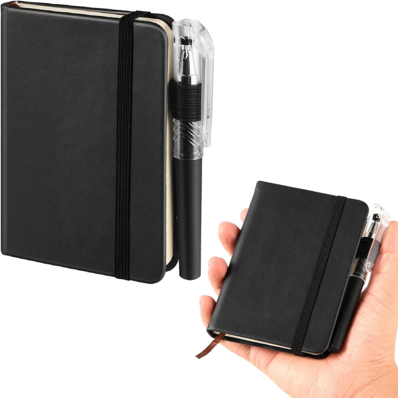 YUXIANLB 1pcs Pocket Notebook Portable A7 Note Book Note Pad Journal Notebook Pu Leather Notebooks With Elastic Band And Inner Pocket Hardcover Notepad With Pen For Writing Note Taking (100 Sheets)