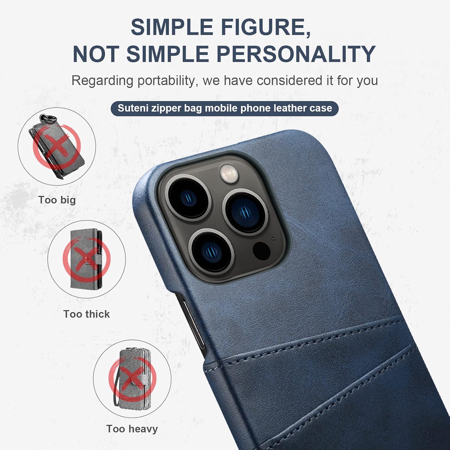 XRPow Wallet Case Compatible with iPhone 12, for iPhone 12 Pro Credit Card Holder, Slim PU Leather Back Protective Case Wallet Card Pocket Cover for iPhone 12/12 Pro 6.1inch - Blue