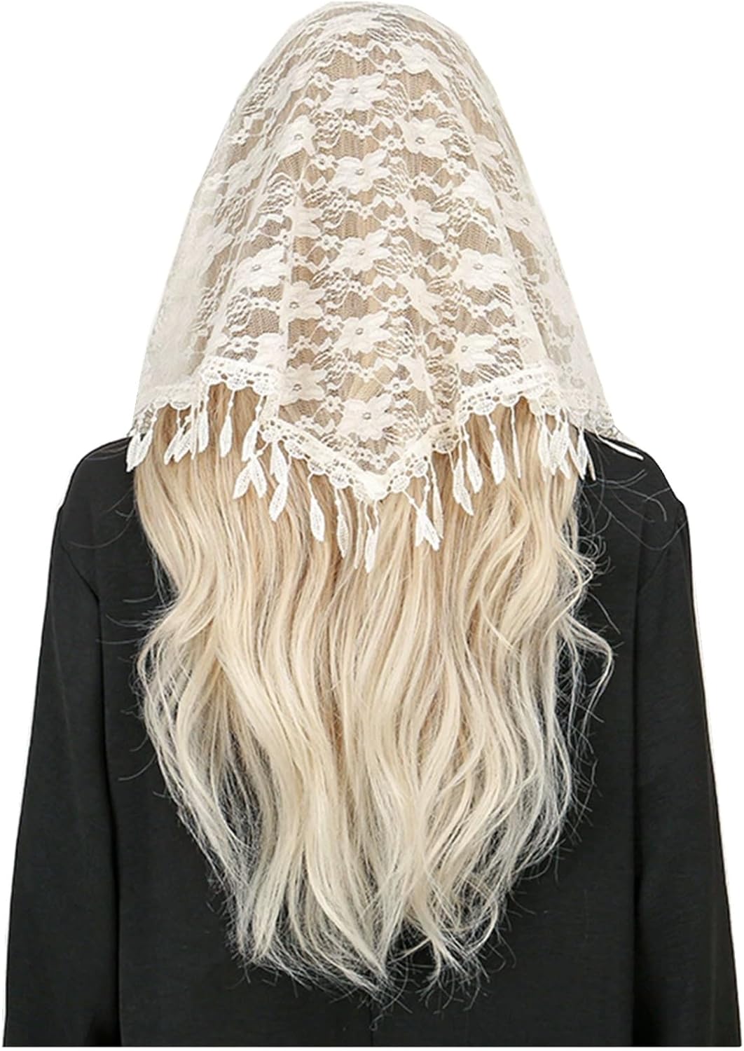 [ASALIT] 三角巾 大人用 多用途でエレガントなレディース中空レースローズタッセル三角スカーフショール 女性用 家庭用