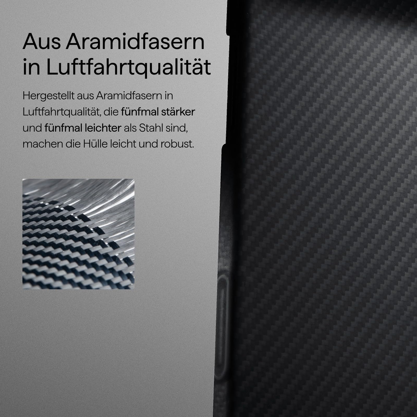 pitaka Ultradünne Hülle für iPhone 17 Pro aus Aramidfaser Schwarz/Grau | Aramidfaser Hülle 0,9mm dünn mit Kamerasteuerung Magsafe-kompatibel Slim Minimalistisch für Business & Alltag